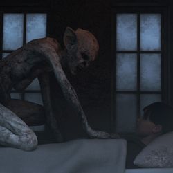 3D illustration of a sleep paralysis demon