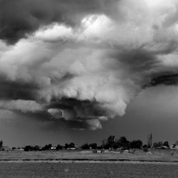 Black and white funnel cloud