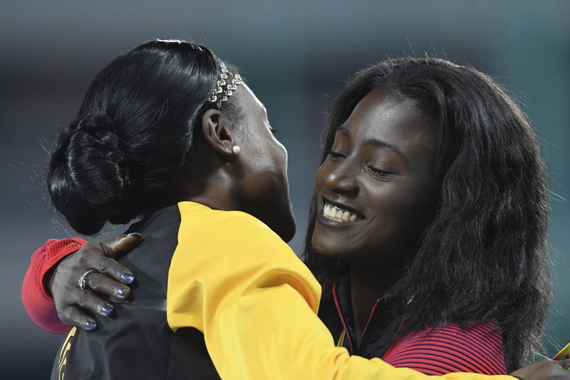 Women's 200m podium with Tori BOWIE (USA) bronze medalist during the 2016 Olympics Athletics held at the Olympic Stadium