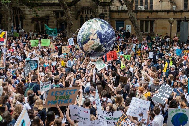Australian students gather in climate change protest rally, School Strike 4 Climate, and demand urgent action on climate change.