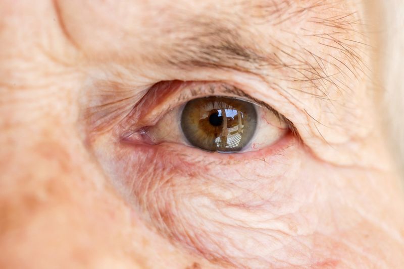 Close up of an old person's eye