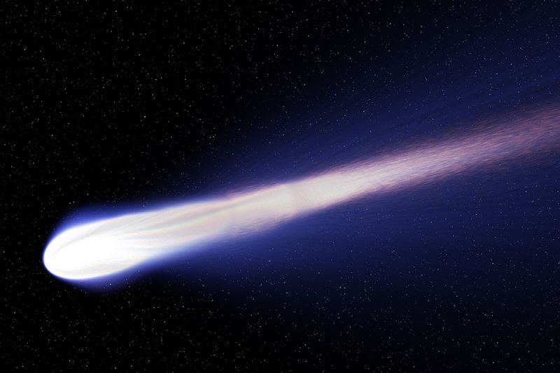 representation of comet shooting through space