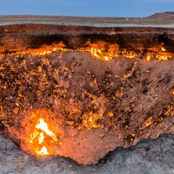The Darvaza gas crater, also known as the Door to Hell or the Gates to Hell. 