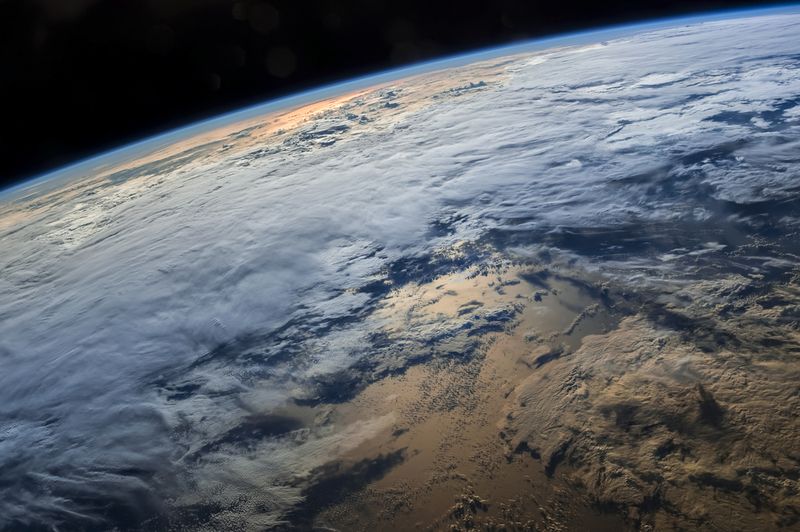 View of earth from ISS in space with vibrant saturation adjustment