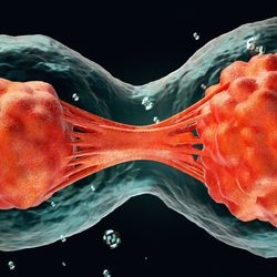 rendering of two stem cells dividing