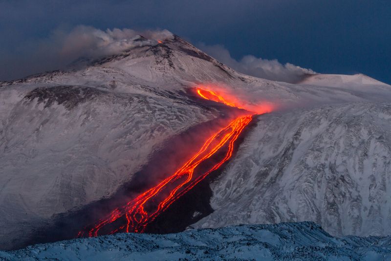 Mount Etna is Europe's highest active stratovolcano, a small chunk of snow stands no chance! Image credit: Wead/Shutterstock.com