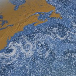 A NASA animation of The Gulf Stream carrying warm water from the eastern coastline of the US to regions of the North Atlantic Ocean.