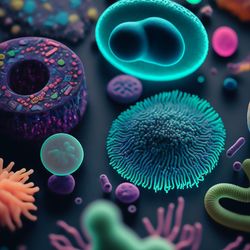 3D artwork of Colorful Gut bacteria, good and bad bacteria microbiome healthy gut bacteria, bacteria in digestive system