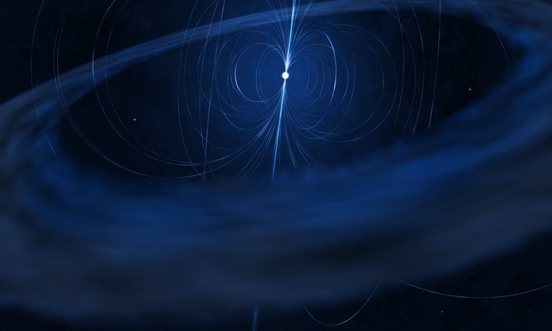 Illustration of a magnetar in blue