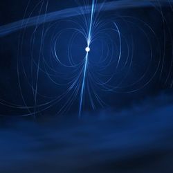Illustration of a magnetar in blue