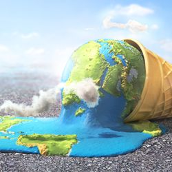 illustration of the Earth represented as a melted ice cream cone
