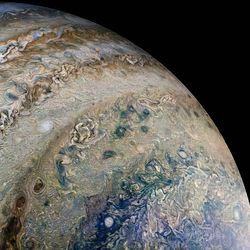 During its 40th close pass by Jupiter, our Juno spacecraft saw Ganymede cast a large, dark spot on the planet on February 25, 2022.