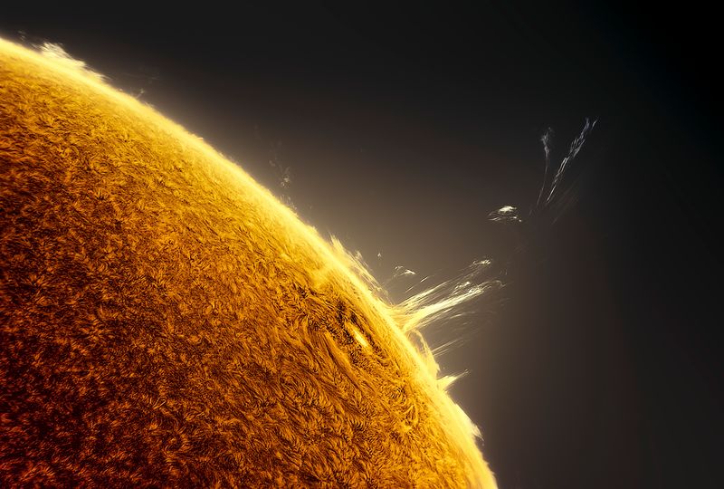Photograph of the Sun taken from a 27-minute timelapse of a solar, flare which took place on 30 April 2022. 