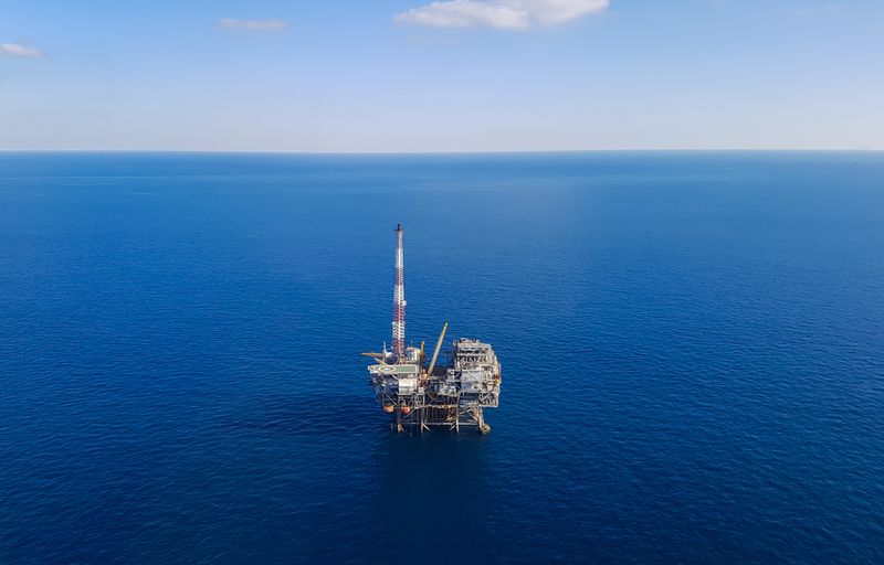 Oil platform in the Gulf of Mexico - aerial view