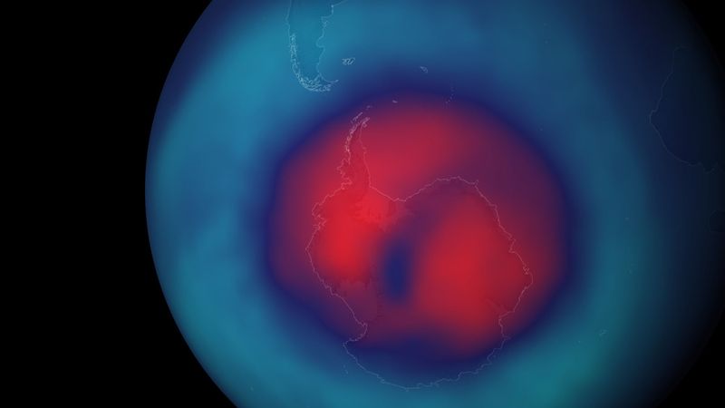visualization of the ozone hole over Antarctica