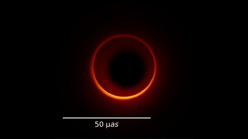 The image show the thin ring of light that would be produce by a black hole.