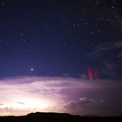 Electrical charge red spirtes dance i the sky above hawaii