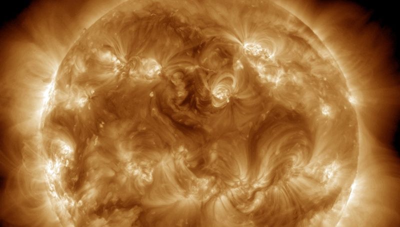 Early this morning sunspot AR3213 flung out an M3.7-class solar flare and shockwave through its atmosphere. Image credit: NASA's Solar Dynamics Observatory 