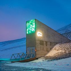 The Svalbard Global Seed Vault in the  Norwegian archipelago in the Arctic Ocean. op Global Seed Vault