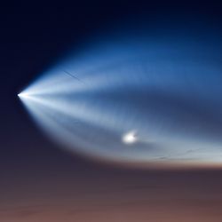 The SpaceX Falcon 9 rocket, launched from Vandenberg Air Force Base on Friday evening as seen over downtown Phoenix.
