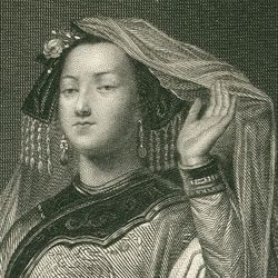 A steel engraving of Chinese princess Turandot by Georges François Louis Jaquemot, after a drawing by Arthur von Ramberg, 1859