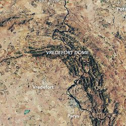 Satellite image of the Vredefort crater, South Africa.