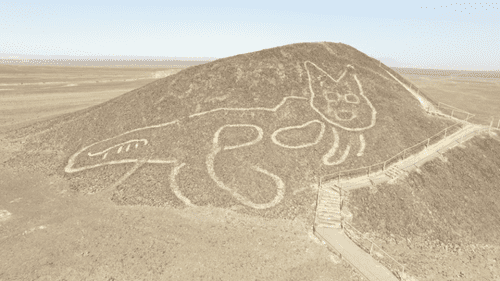 A travel marker? Signal to the Gods? Or did the Nazca just love cats? Image courtesy of the Peru Ministry of Culture