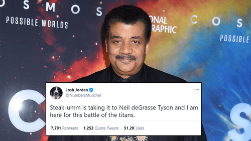 Neil deGrasse Tyson, pictured here not arguing with meat.