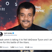 Neil deGrasse Tyson, pictured here not arguing with meat.