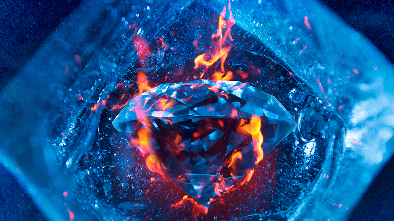 A diamond on fire.