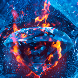 A diamond on fire.