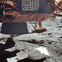 The Apollo 11 lander, complete with Neil Armstrong's poop.