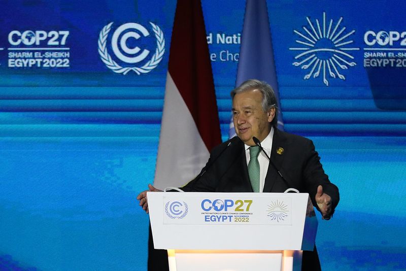 Antonio Guterres speaking at COP27 in Egypt, November 2022.