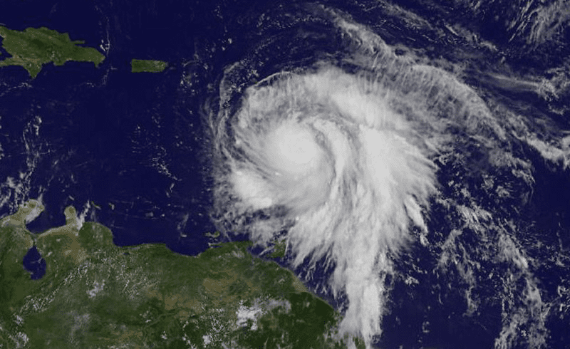 Hurricane Maria entering the Caribbean on the way to wreck havoc