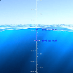 A NASA Scientific Visualization Studio animation showing global sea level rise since 1993.