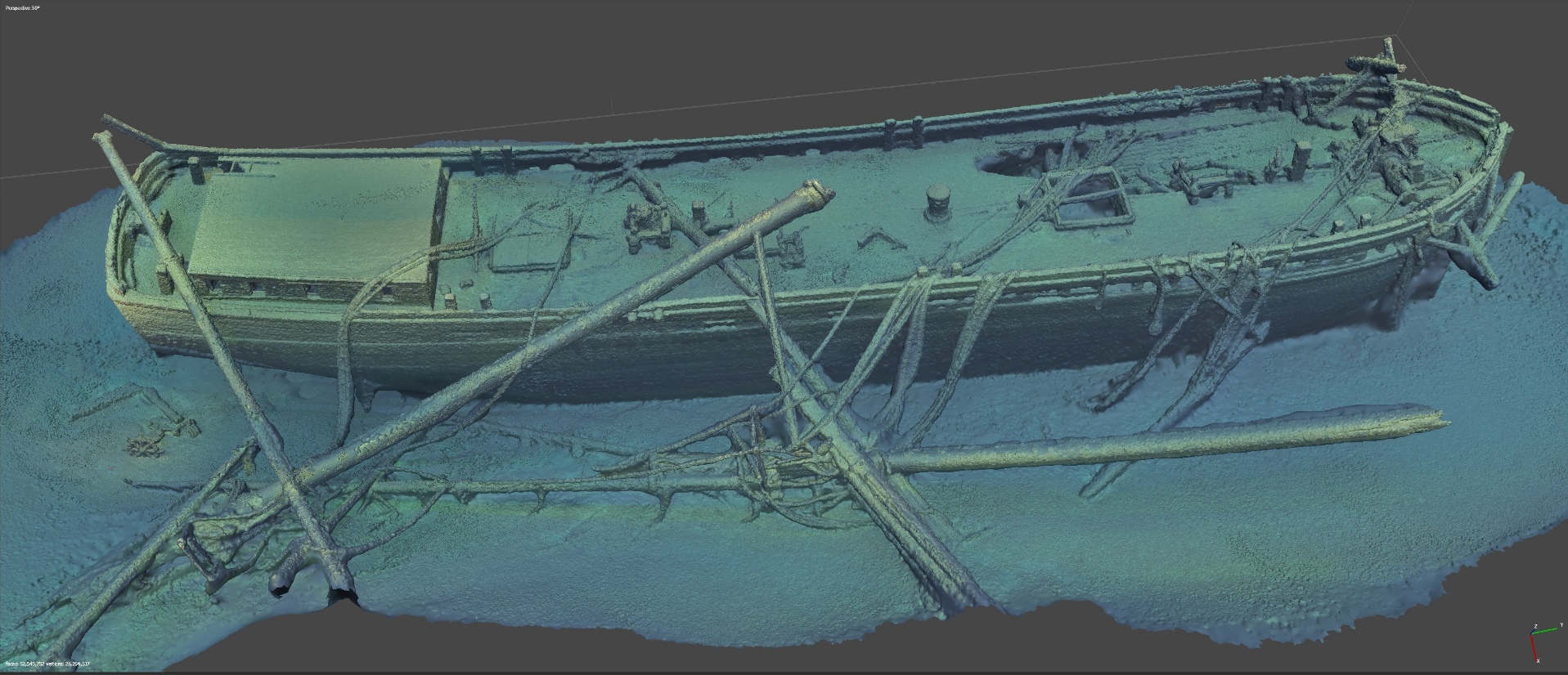 Imaging of the ship Schooner Trinidad shipwreck.